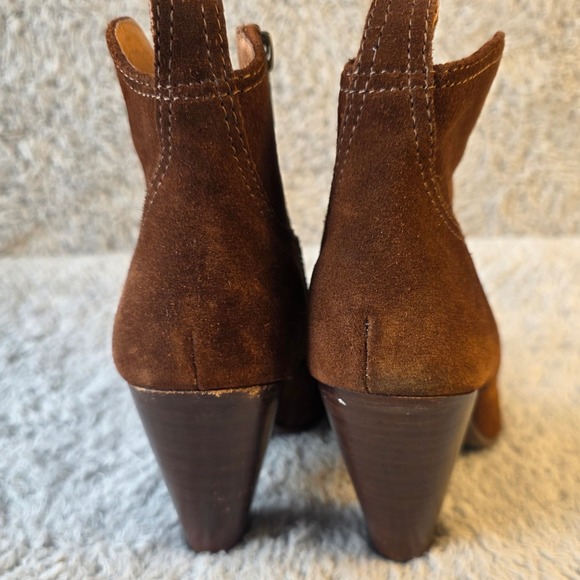 Frye Madeline Short Womens Size 6 Cognac Suede Leather Western High Heel Boot‎ - Picture 4 of 12